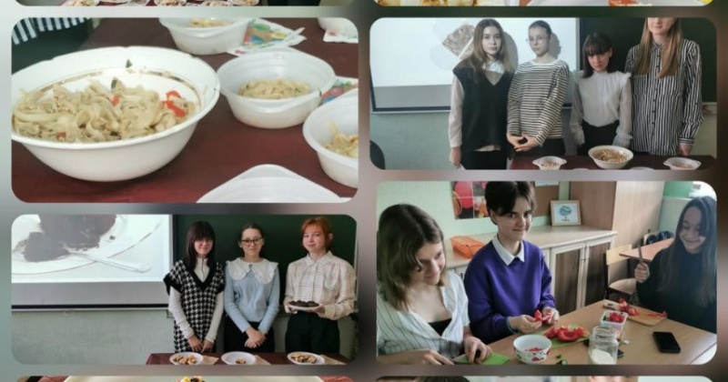 В рамках урока технологии девочки 7 класса знакомились с кухней разных стран. Приготовили видео презентации, а главное самостоятельно приготовили вкусные блюда.