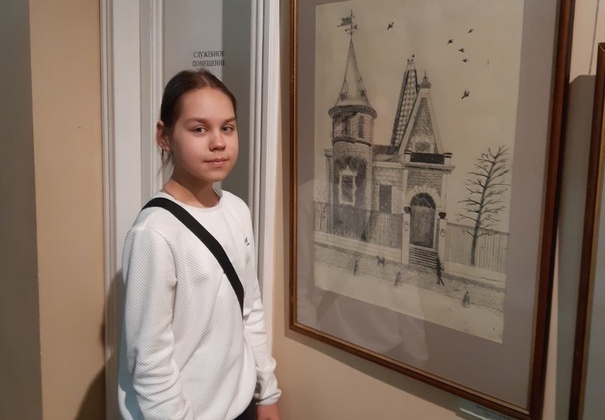 В Детской картинной Галерее на выставке «Клодты и Щербачевы. Семейные портреты на фоне города» представлена картина ученицы 5б класса Ермаковой Ульяны.